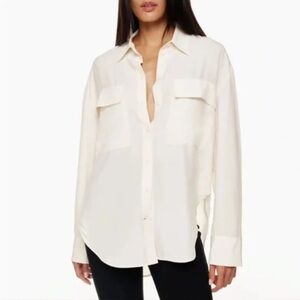 Aritzia BABATON Cream Silk Utility Shirt